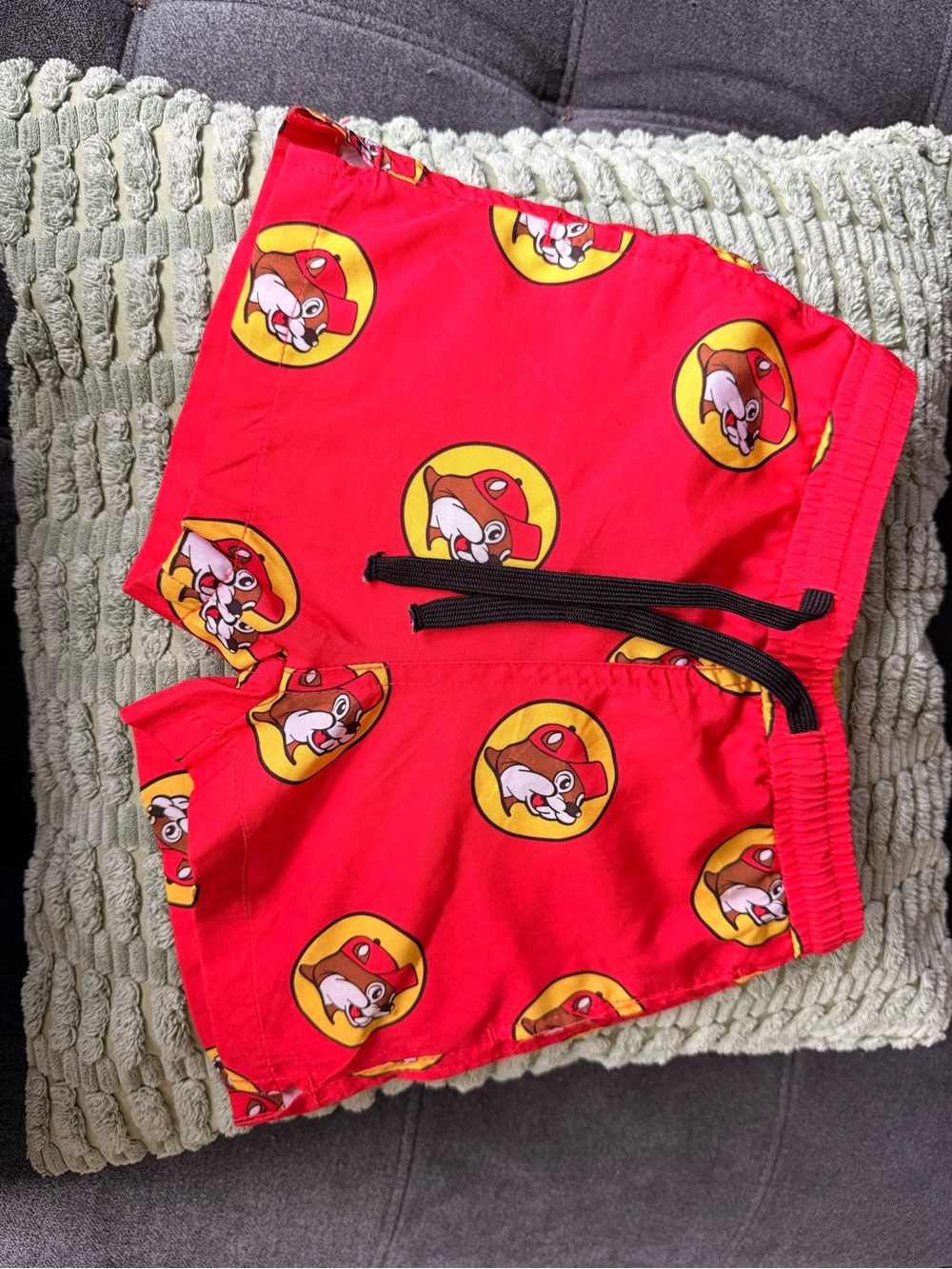 Kids Red Buc-ee’s Print Swim Trunks